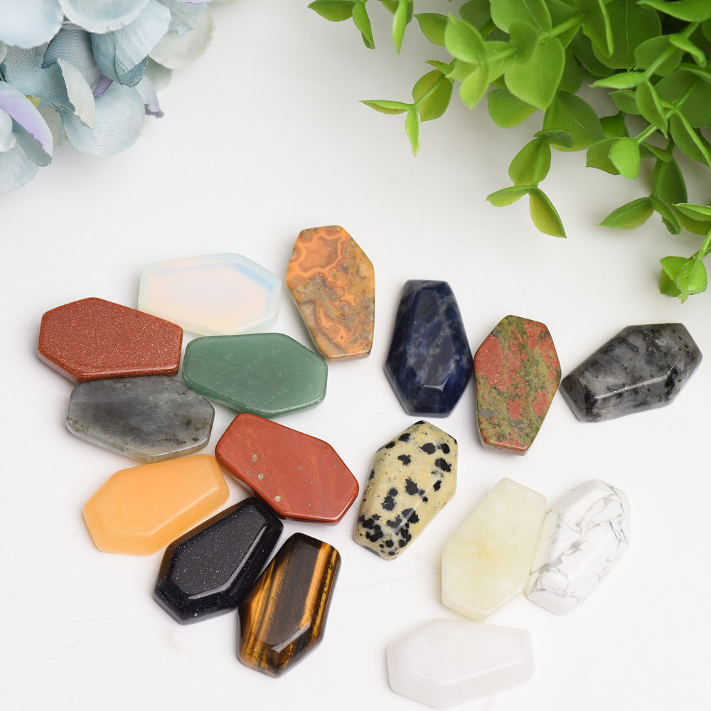 1.2" Mixed Crystal Coffin Carving for Healing and Energy