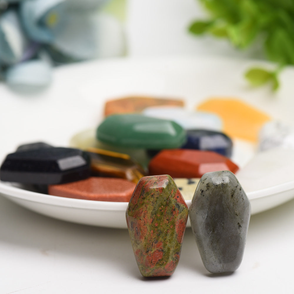 1.2" Mixed Crystal Coffin Carving for Healing and Energy