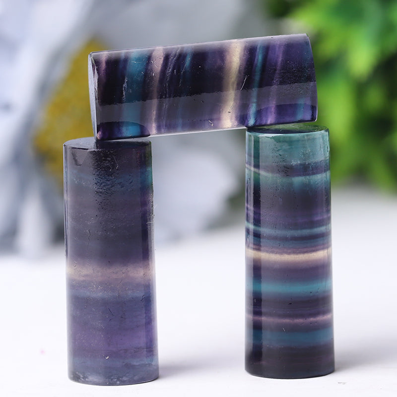 1.2" Rainbow Fluorite Cylinder Crystal Point for Energy Balance