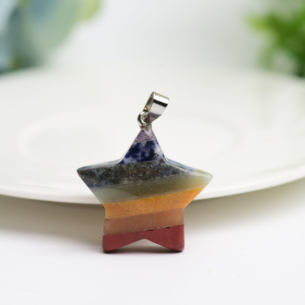 1.3 Inch Chakra Star Crystal Pendant for Spiritual Protection