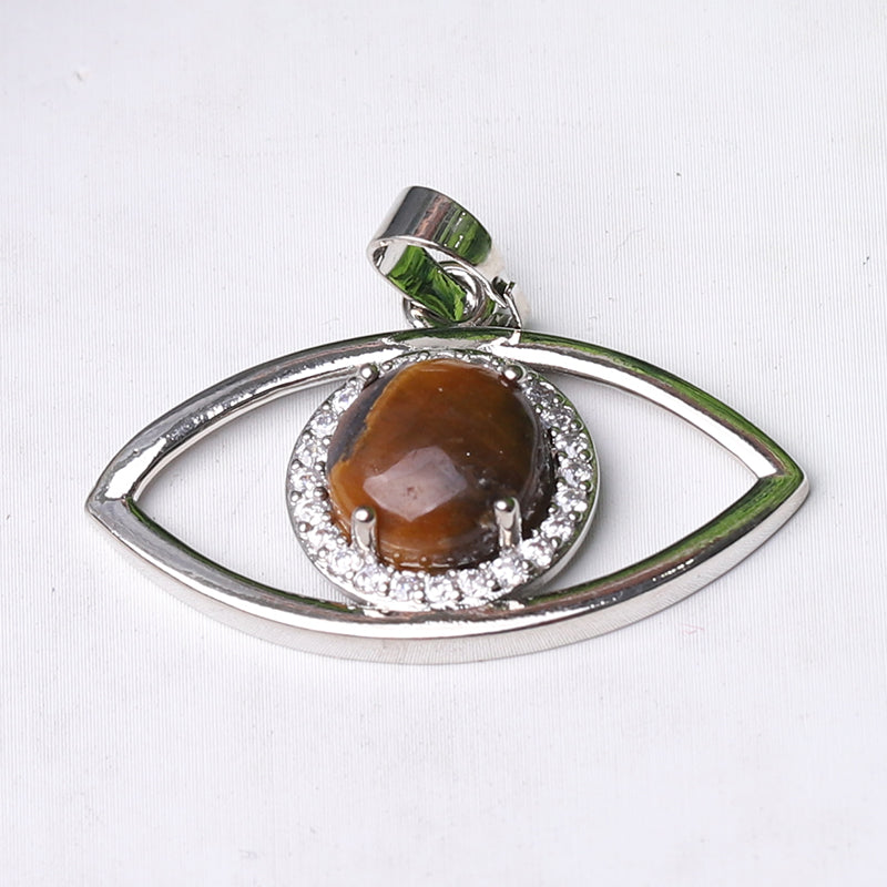 1.3 inch Evil Eye Pendant with Natural Stone Centerpiece