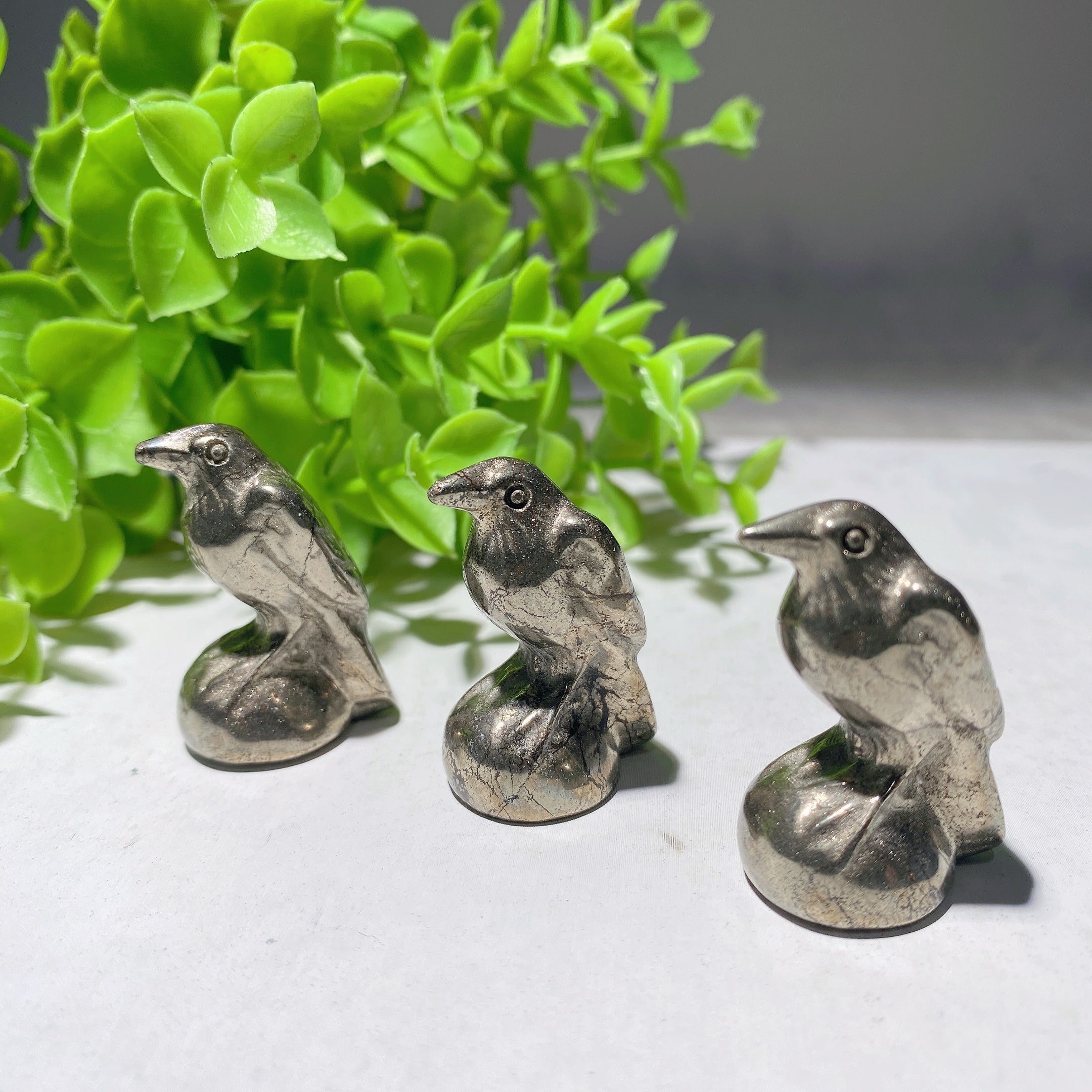 1.3 inch Pyrite Crow Crystal Carving for Healing Energy