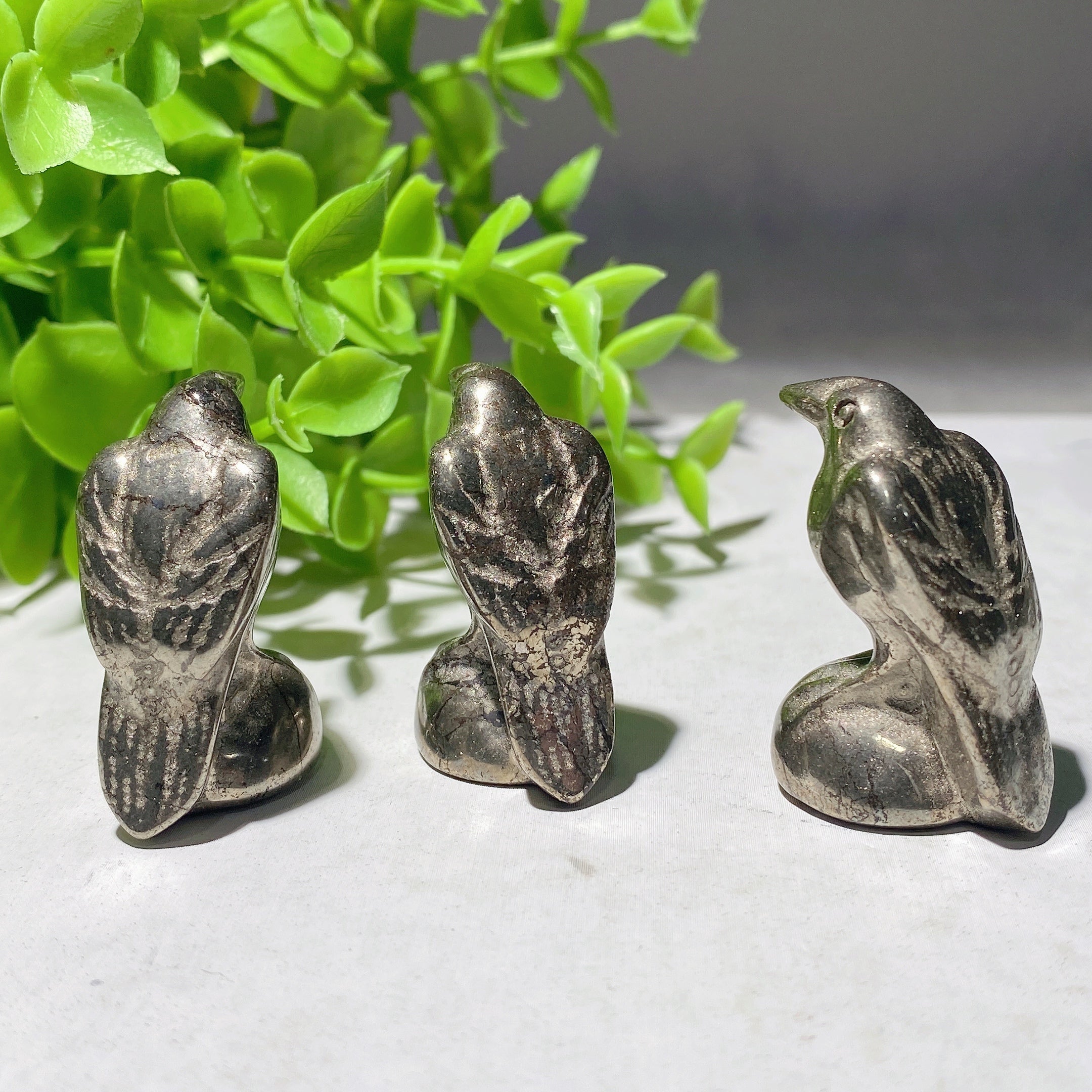 1.3 inch Pyrite Crow Crystal Carving for Healing Energy