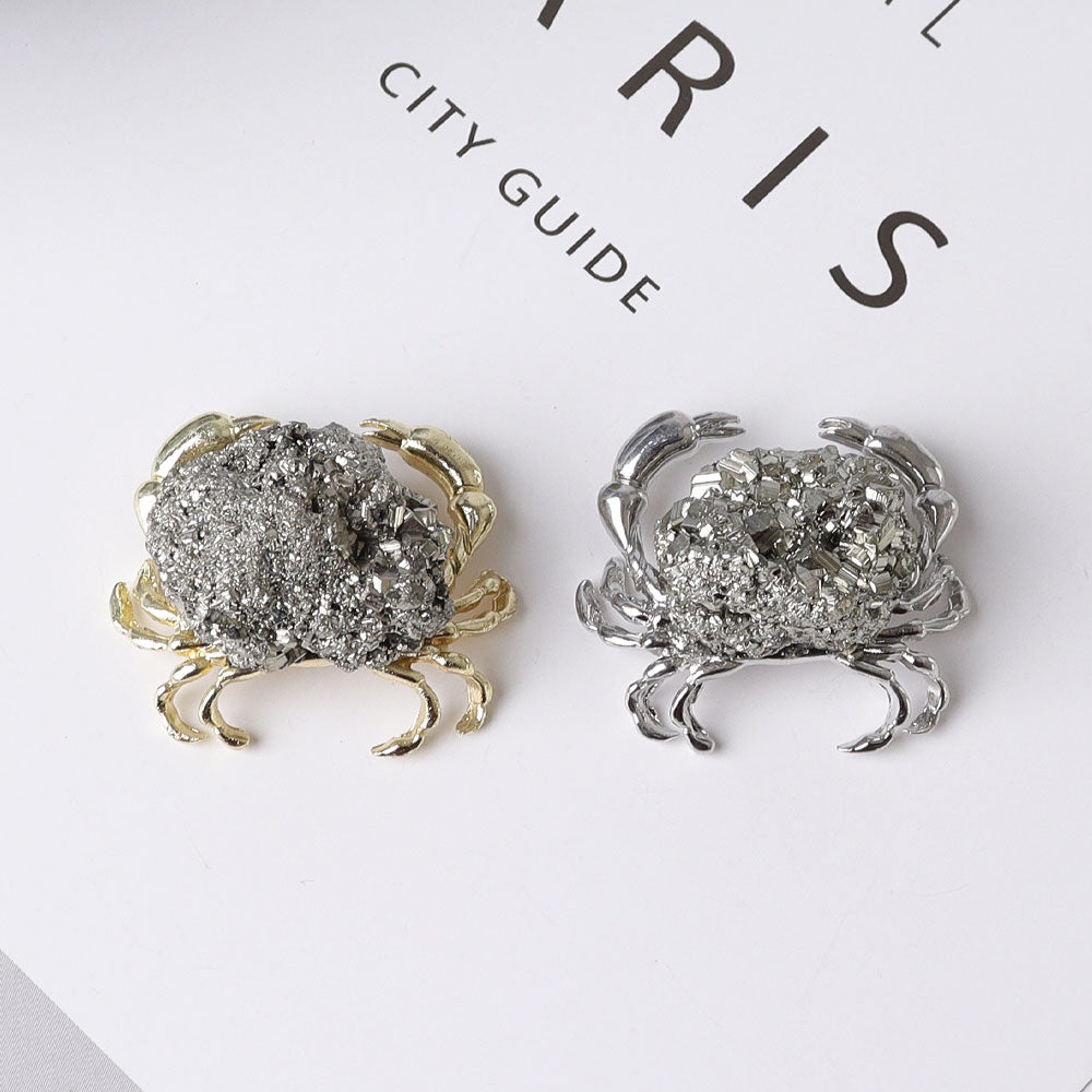 1.3 Inch Pyrite Crystal Animal Mini Crab Figurine
