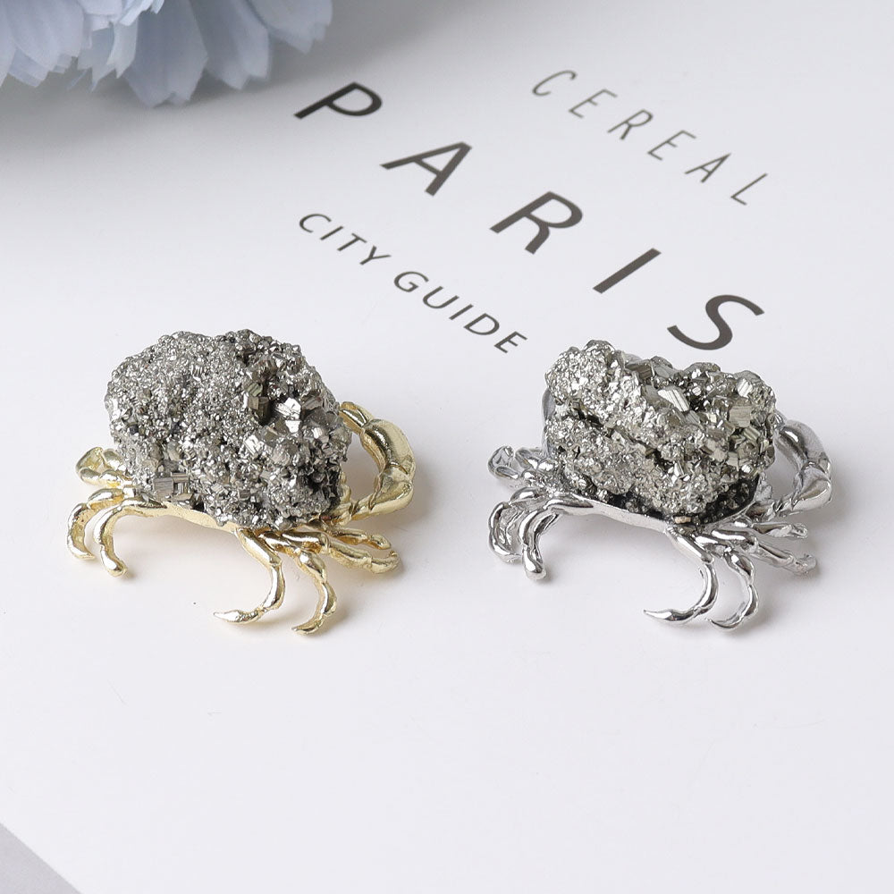 1.3 Inch Pyrite Crystal Animal Mini Crab Figurine