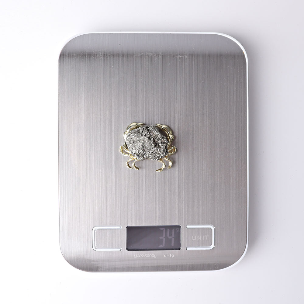 1.3 Inch Pyrite Crystal Animal Mini Crab Figurine