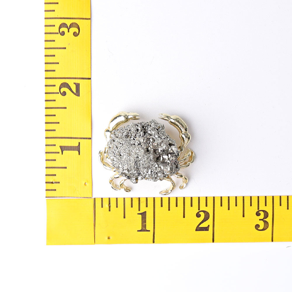 1.3 Inch Pyrite Crystal Animal Mini Crab Figurine
