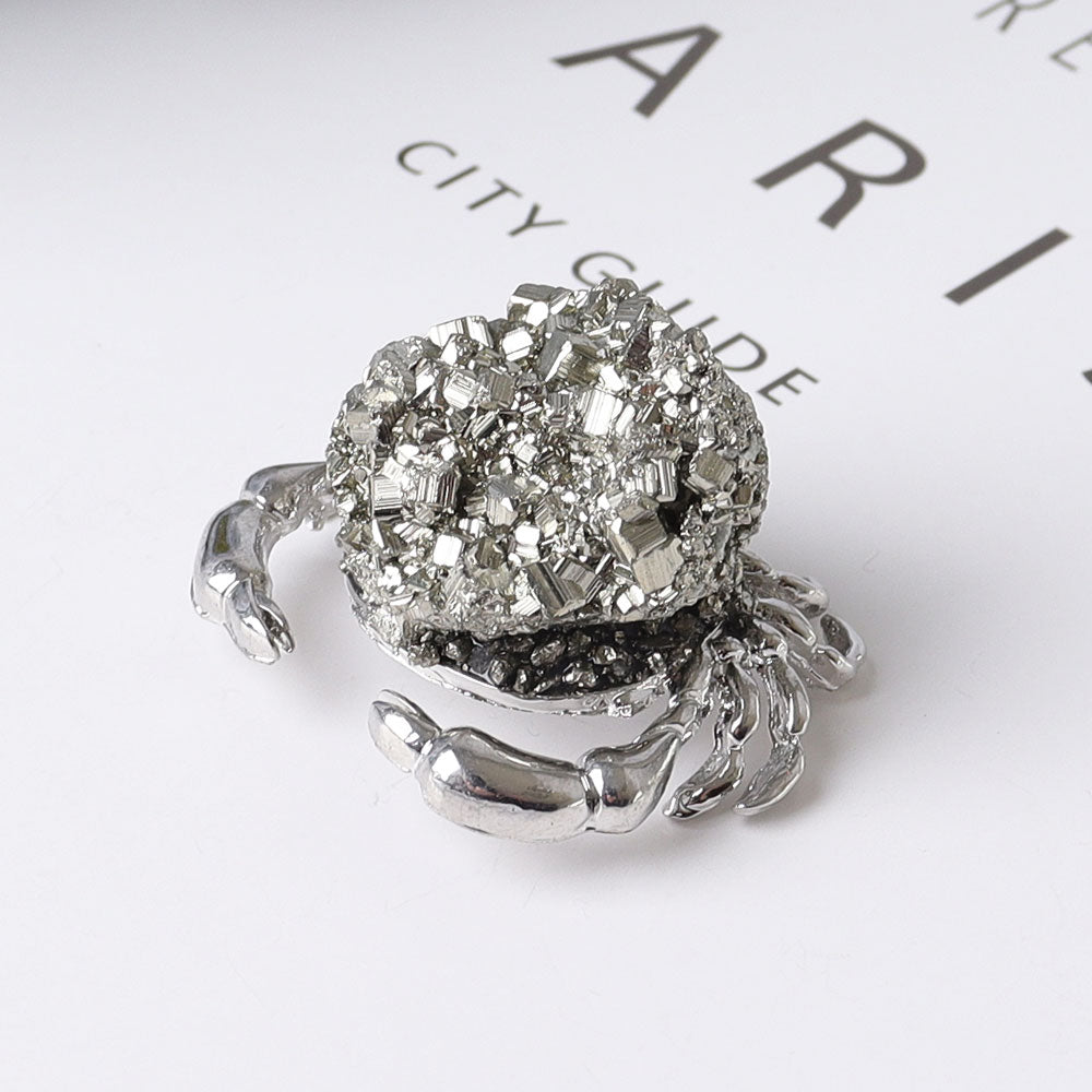 1.3 Inch Pyrite Crystal Animal Mini Crab Figurine