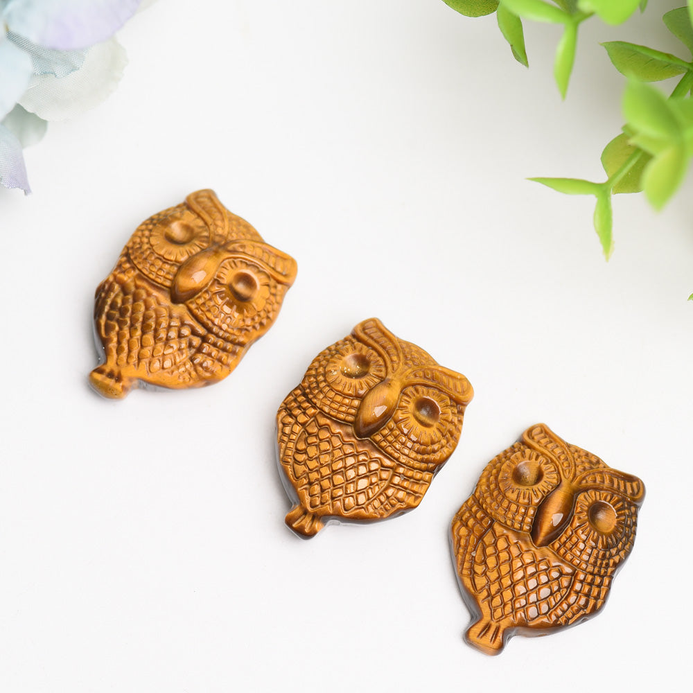 1.3-inch Yellow Tiger Eye Decorative Owl Crystal Carving