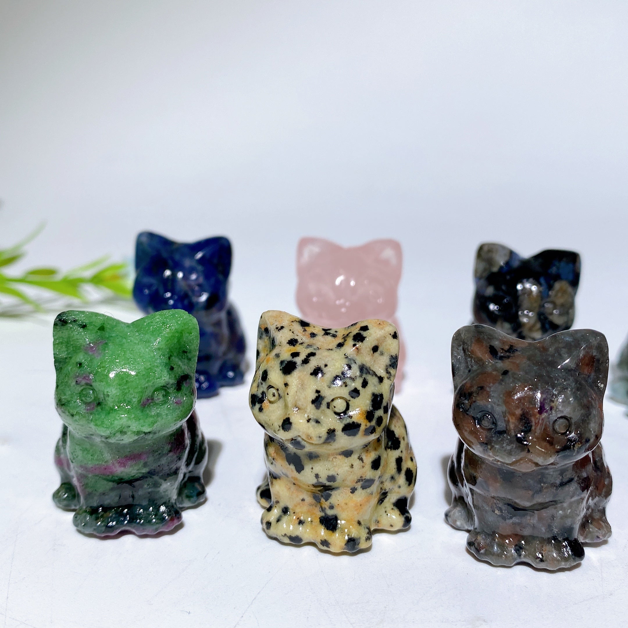 1.3" Mixed Crystal Cat Figurine for Healing & Protection