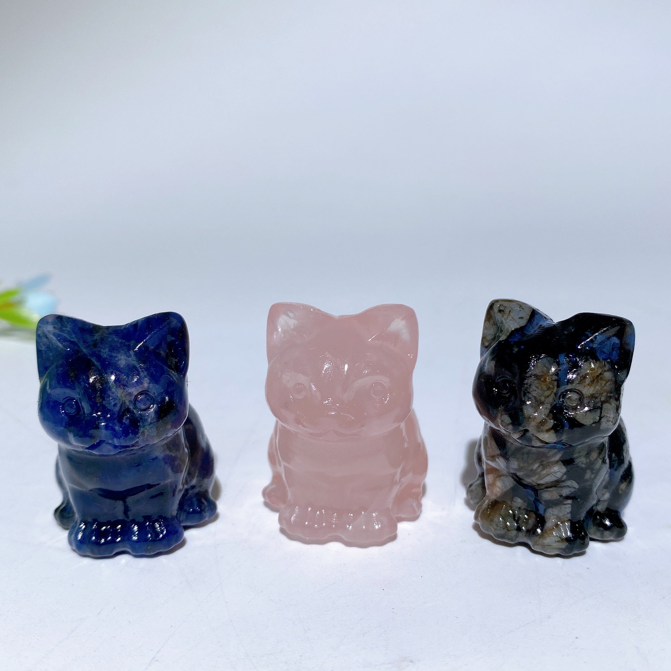 1.3" Mixed Crystal Cat Figurine for Healing & Protection