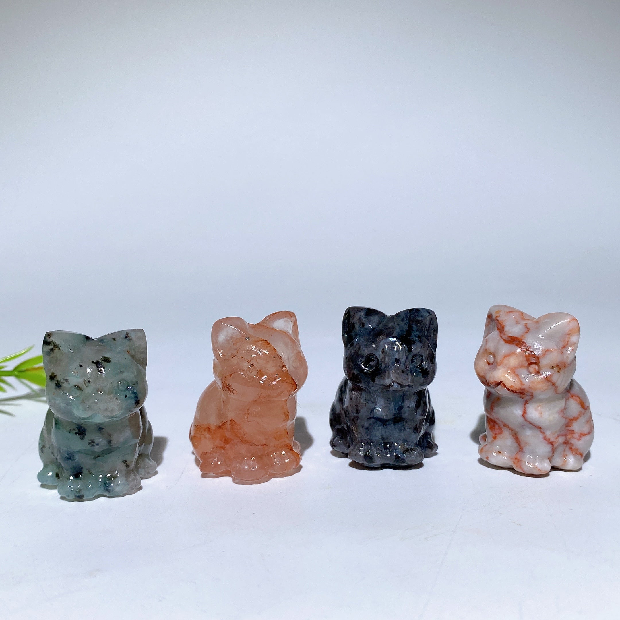 1.3" Mixed Crystal Cat Figurine for Healing & Protection