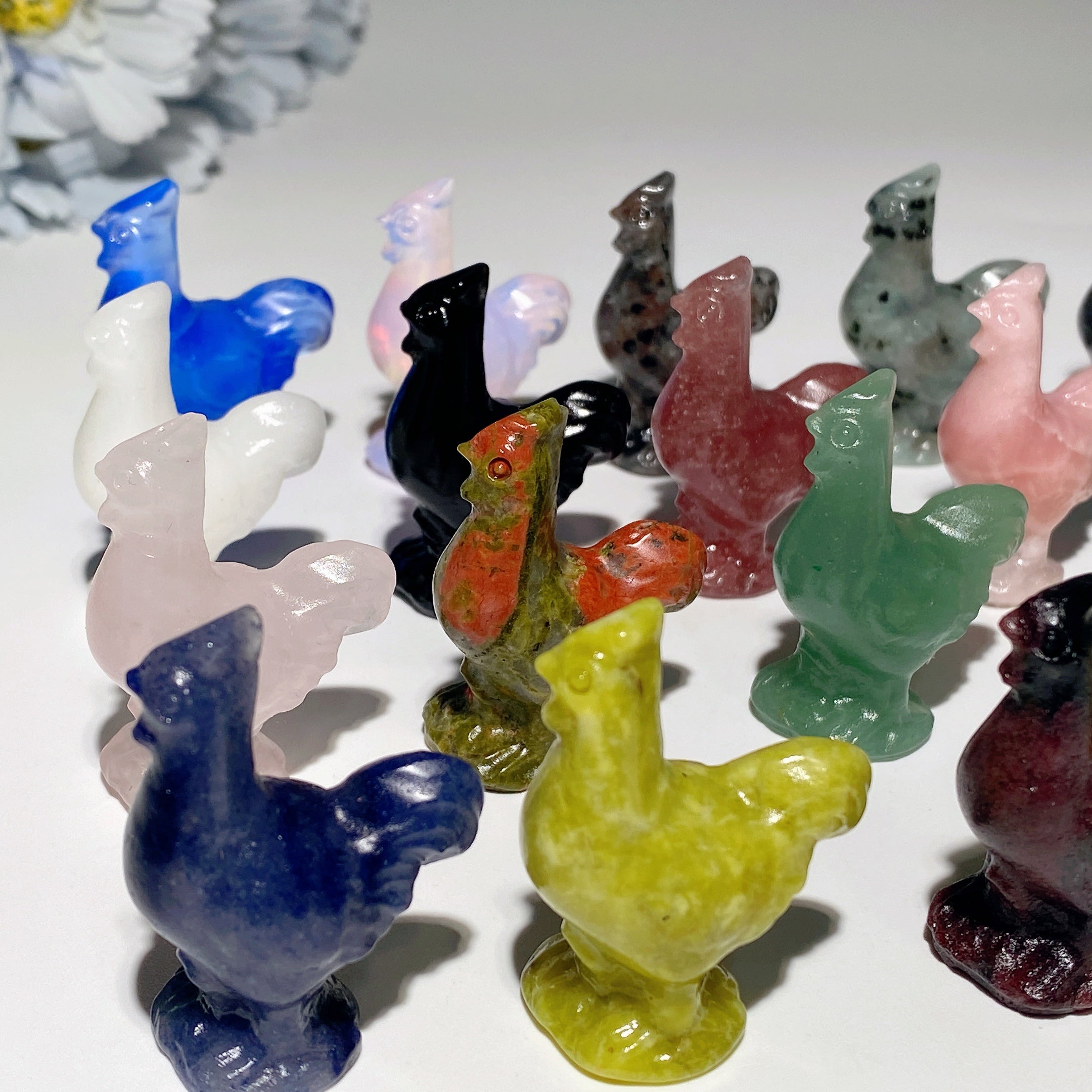 1.3" Mixed Crystal Rooster Carvings - Healing Crystal Figurines