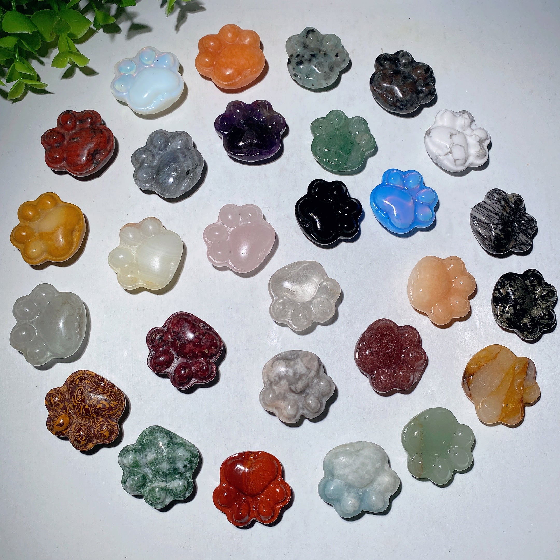1.3in Mixed Crystal Cat Paw Carving for Healing