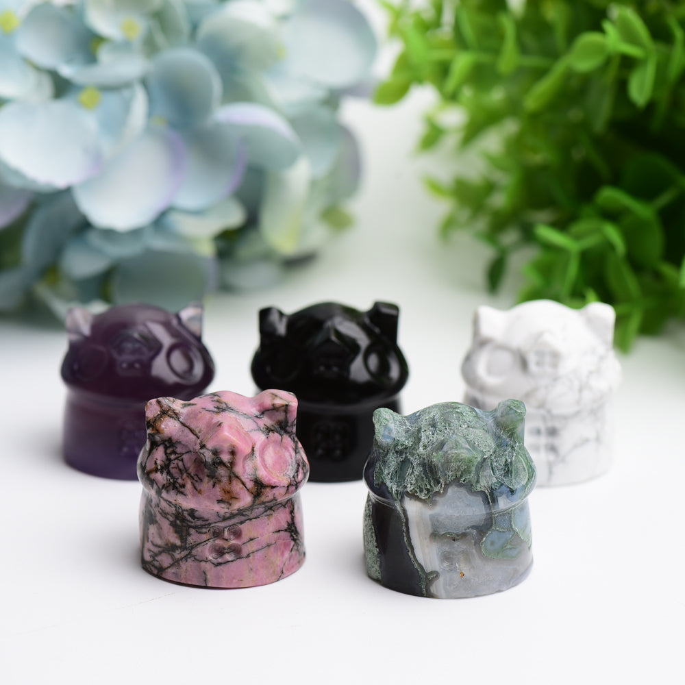 1.4-inch Mixed Crystal House Figurine Healing Carving