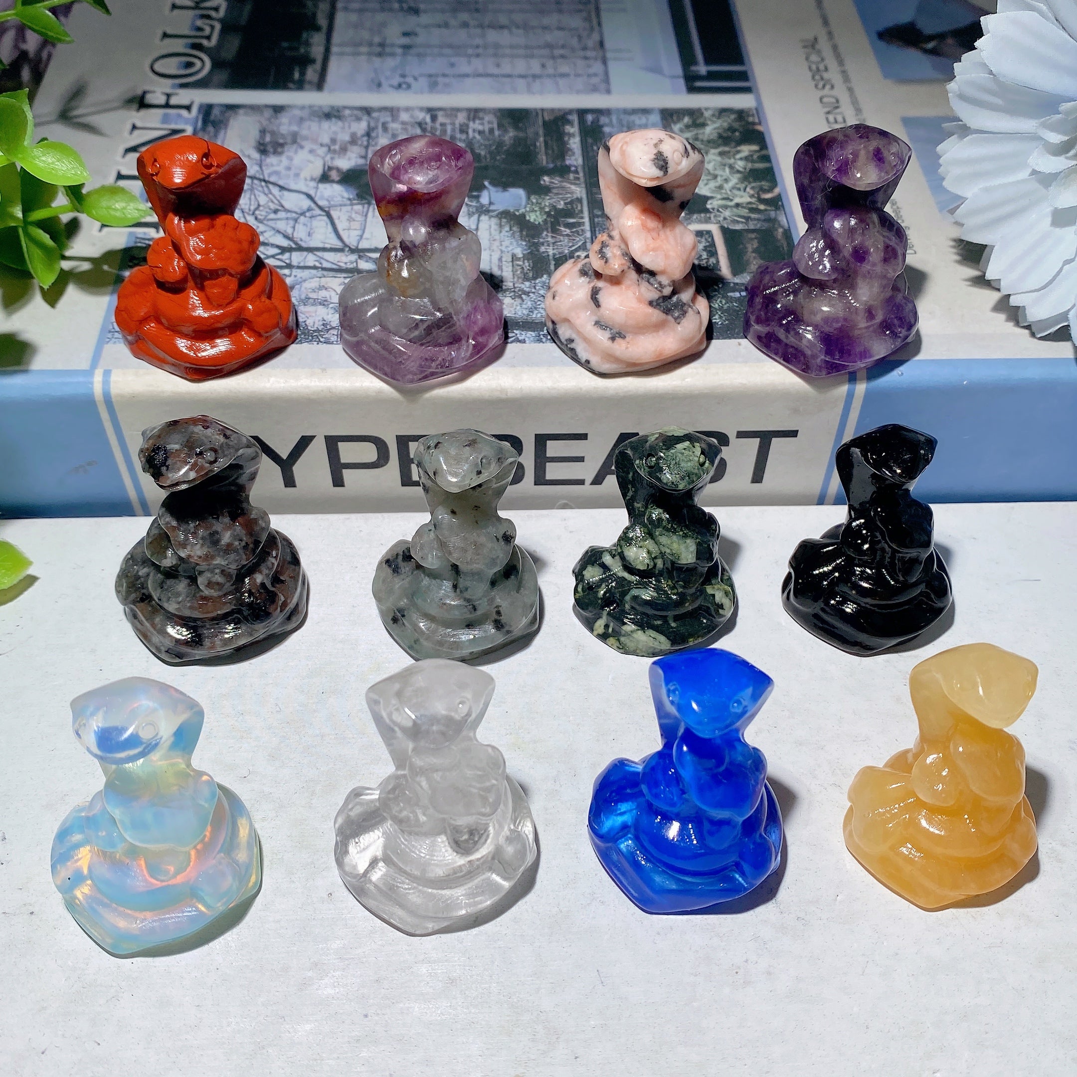 1.4-inch Mixed Crystal Snake Carving | Healing Animal Totem