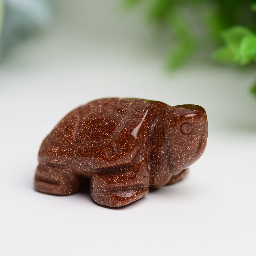 1.4 Inch Mixed Crystal Turtle Figurine for Prosperity & Healing