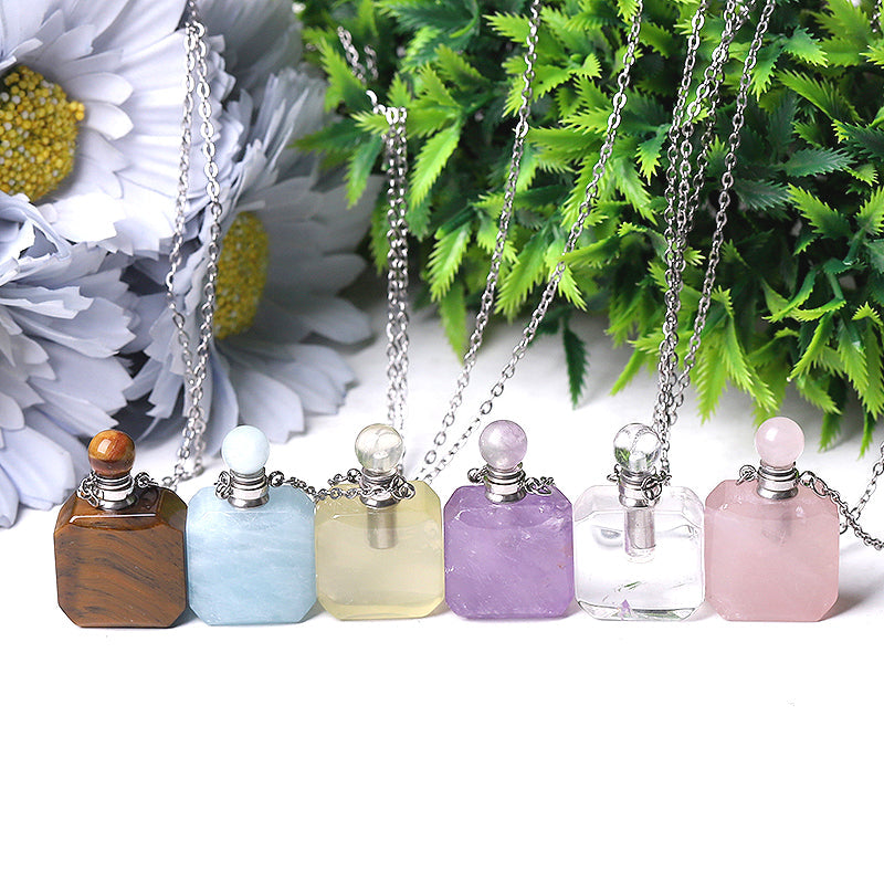 1.4 Inch Tiger Eye Necklace Empty Perfume Bottle Pendant
