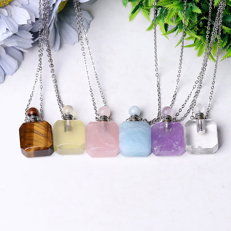 1.4 Inch Tiger Eye Necklace Empty Perfume Bottle Pendant