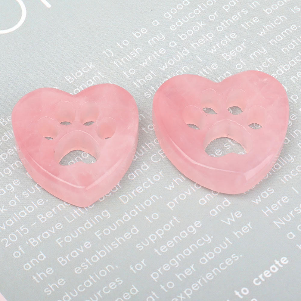 1.45-inch Rose Quartz Heart with Claw Carving for Healing