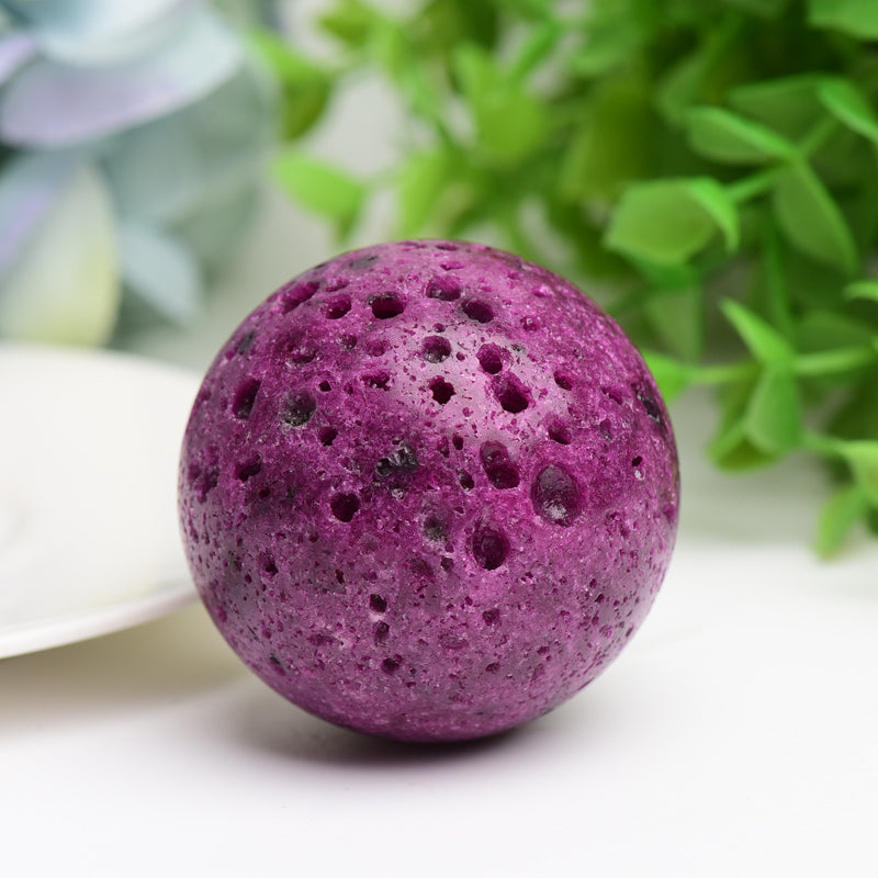 1.5-1.8 inch Ruby Honey Comb Crystal Sphere for Healing