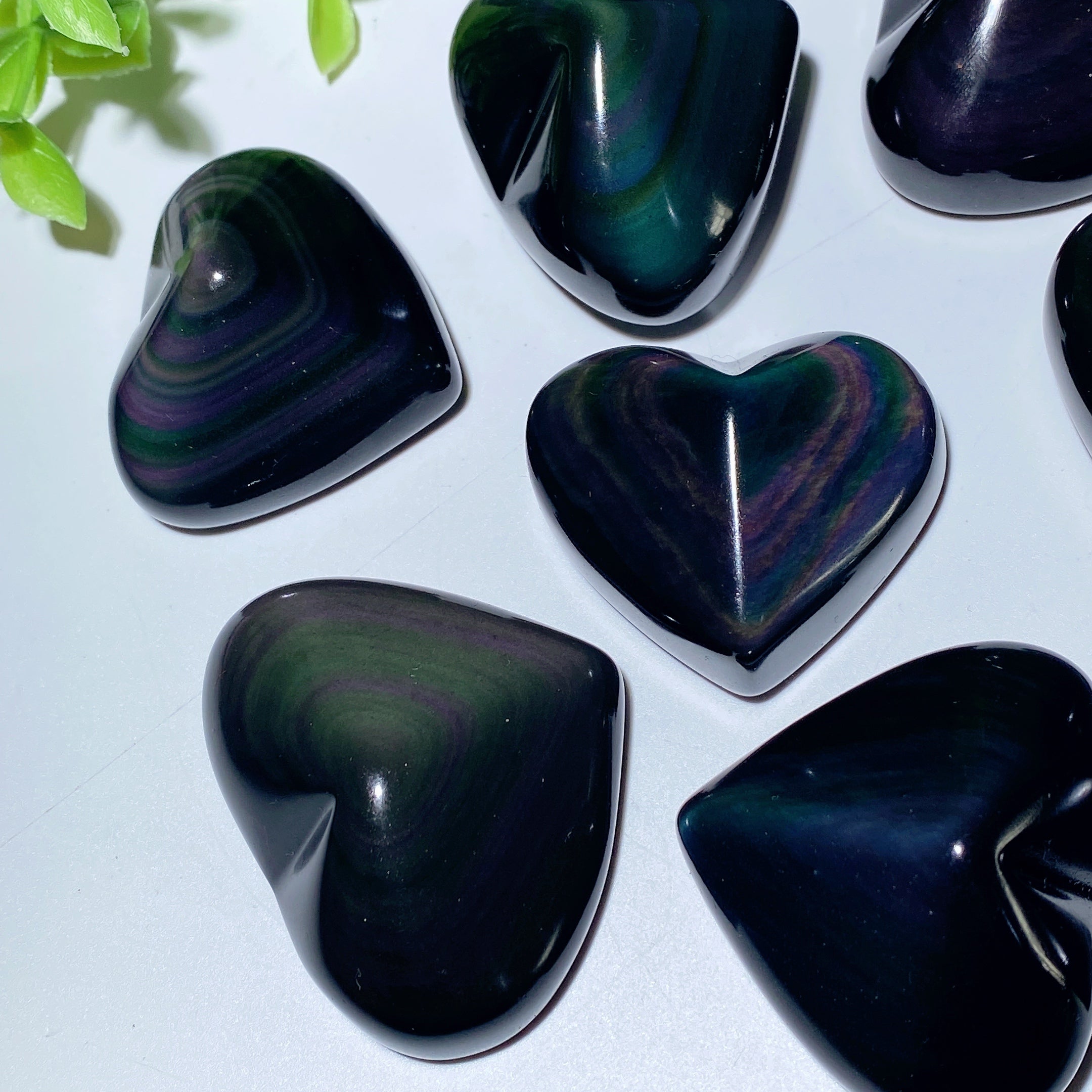 1.5-2 Inch Rainbow Obsidian Heart Crystal for Healing