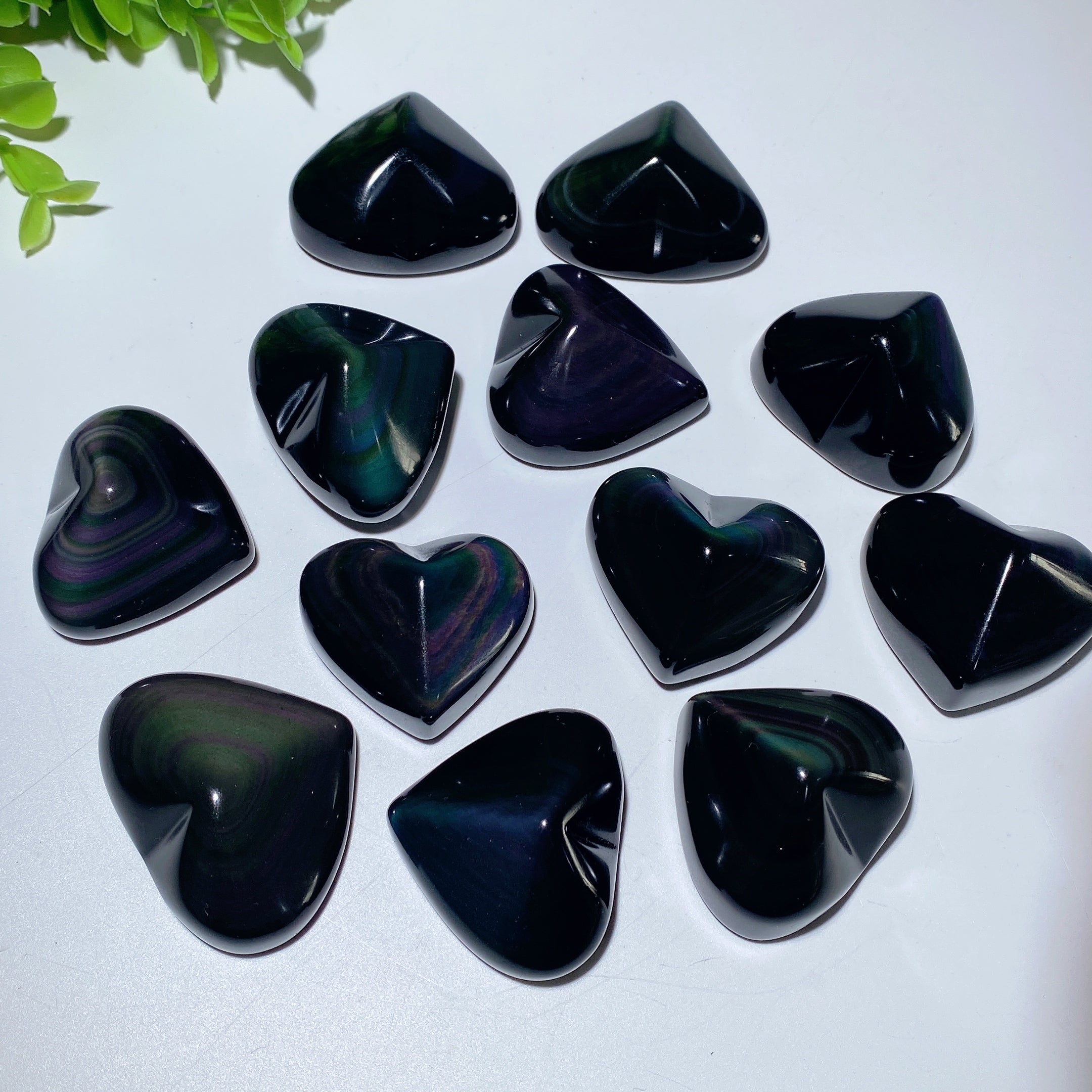 1.5-2 Inch Rainbow Obsidian Heart Crystal for Healing