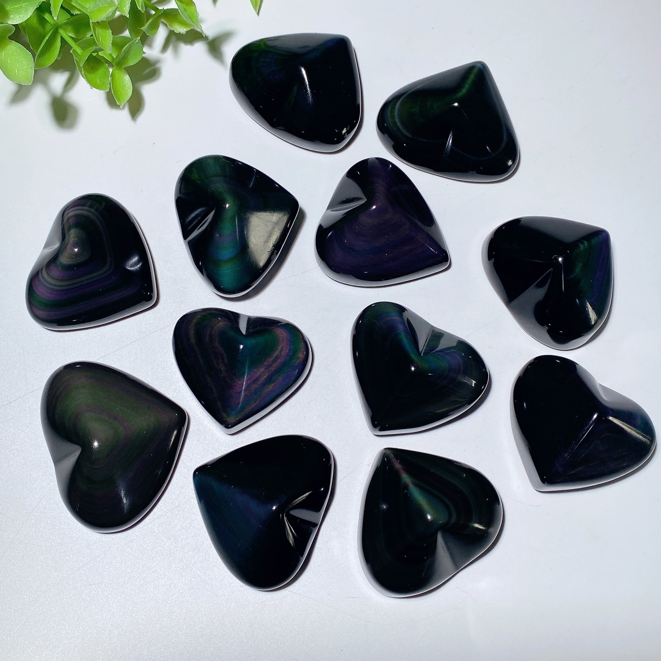 1.5-2 Inch Rainbow Obsidian Heart Crystal for Healing
