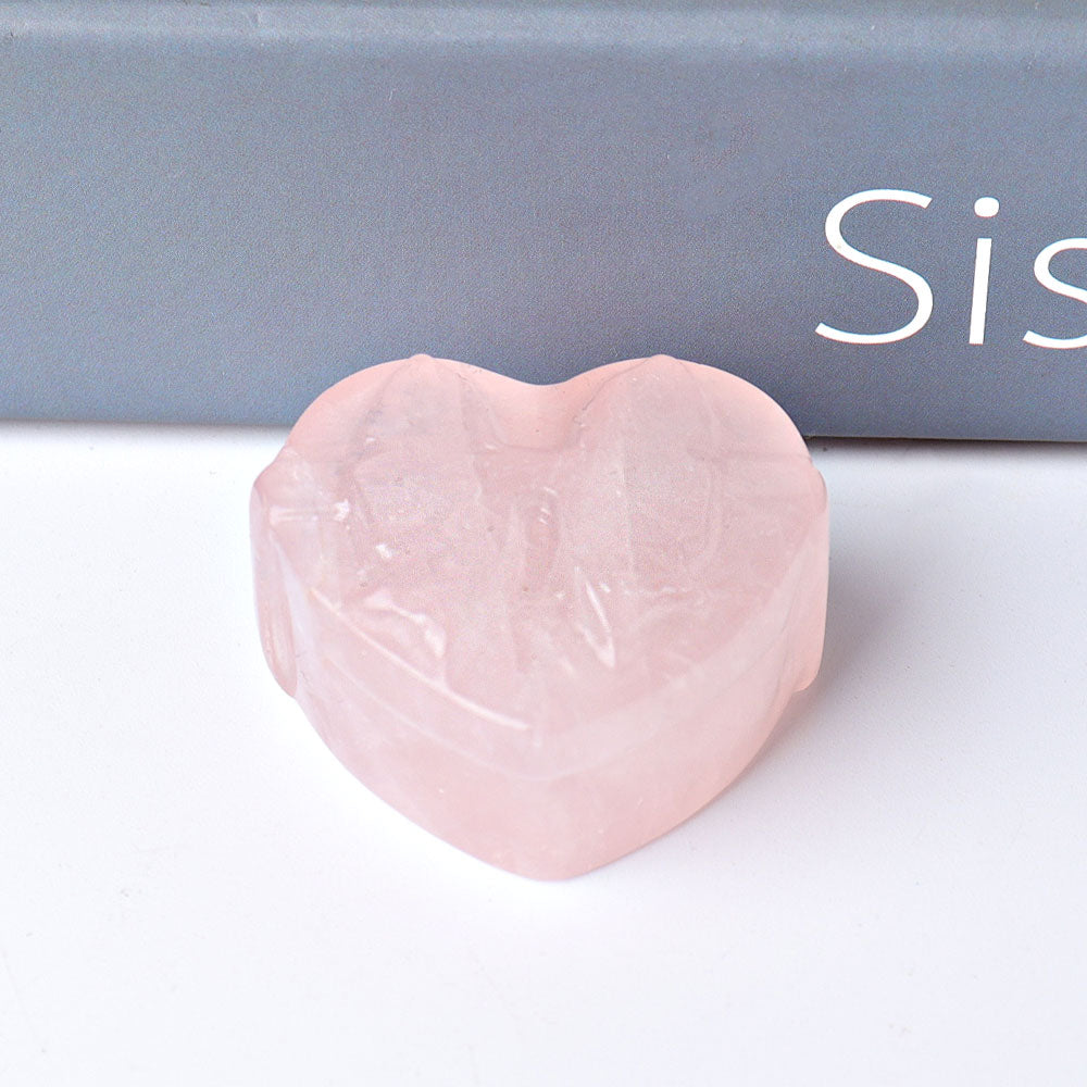 1.5" Heart Shaped Crystal Heart Carving for Healing