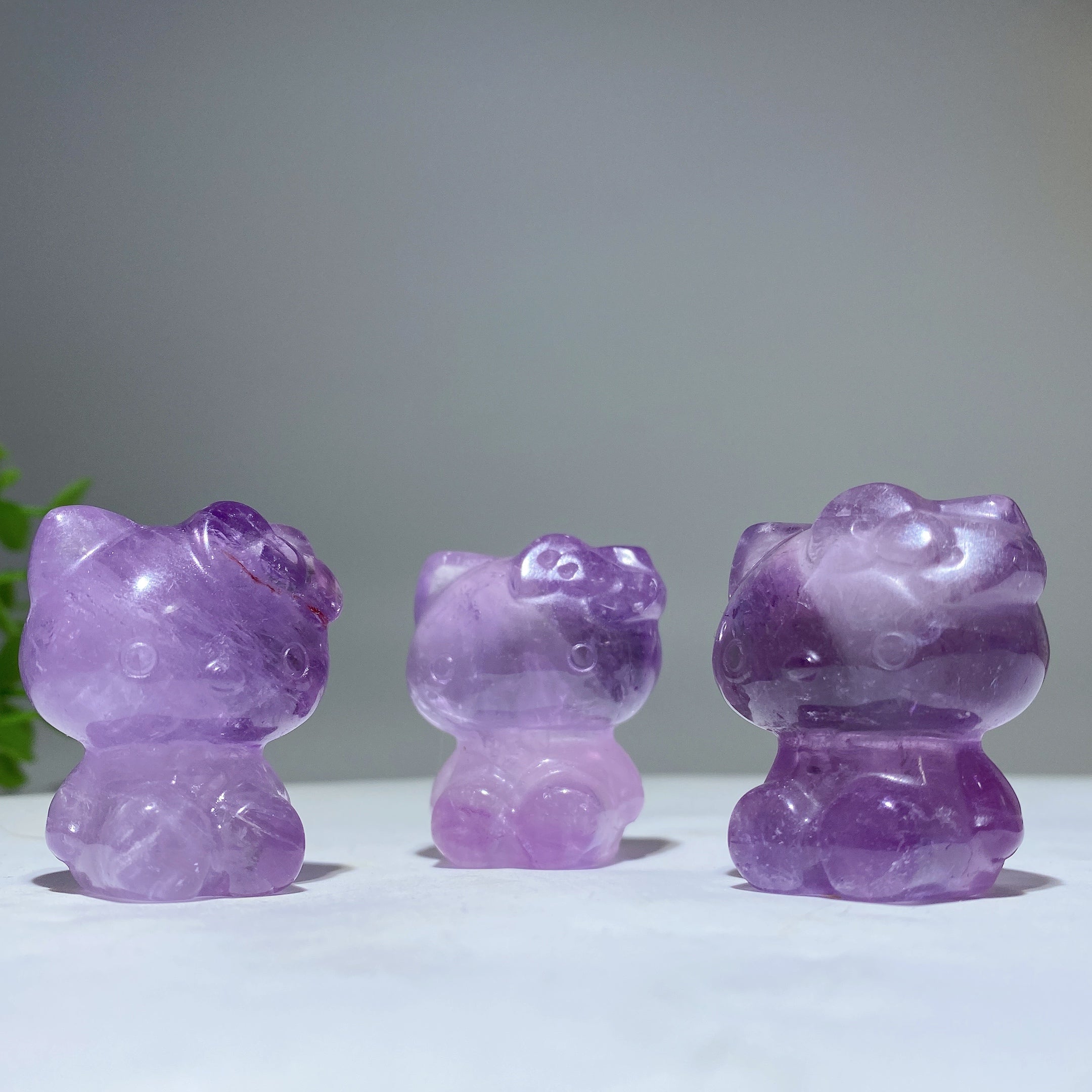 1.5 Inch Amethyst Crystal Hello Kitty Cat Carving