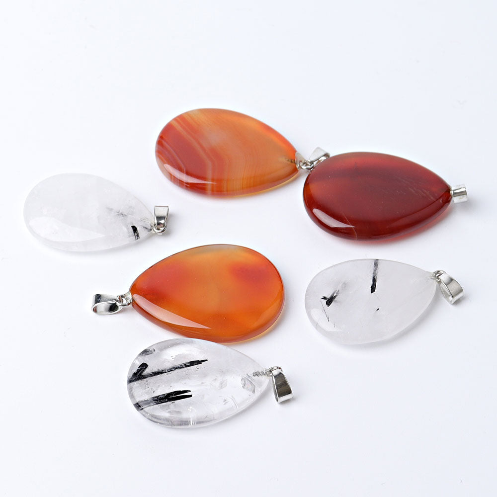 1.5 inch Carnelian Black Tourmaline Spiritual Protection Pendant