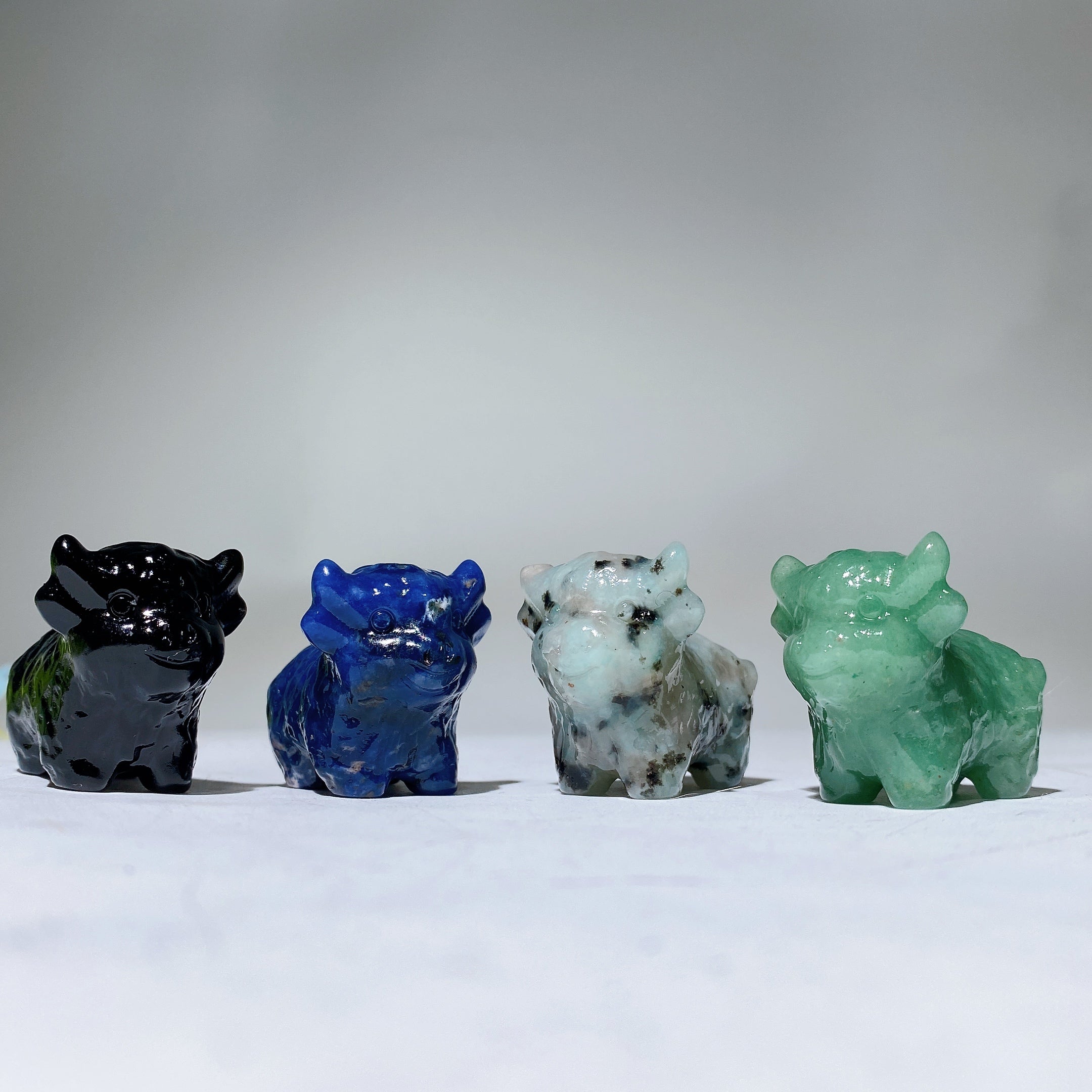 1.5 inch Crystal Bull Healing Carving in Multiple Stones