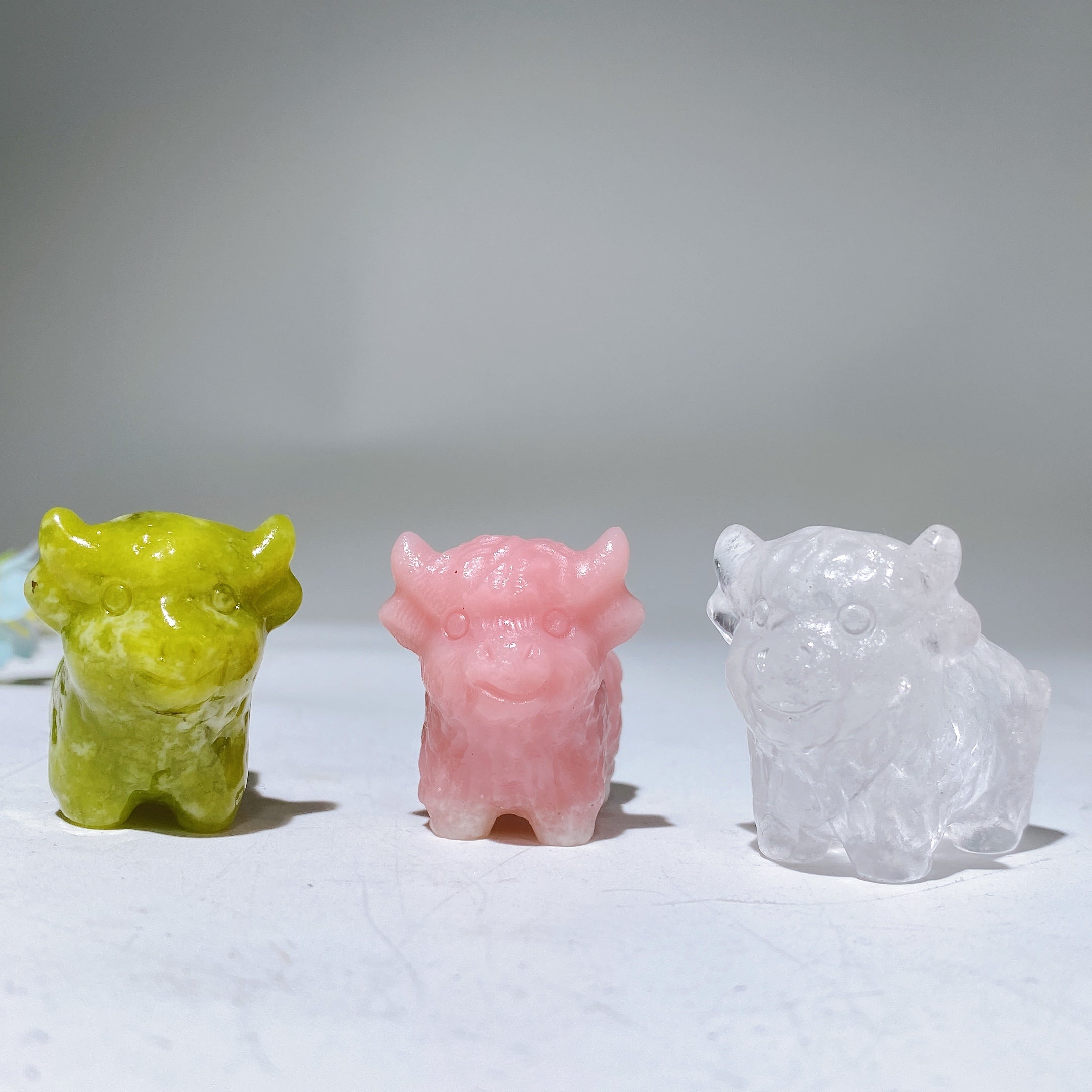 1.5 inch Crystal Bull Healing Carving in Multiple Stones