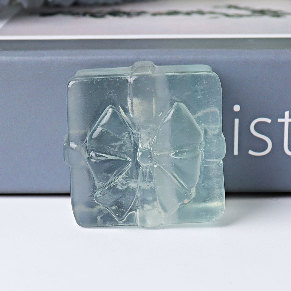 1.5 Inch Crystal Figurines Gift Box with Bow - Purple Mica & Fluorite