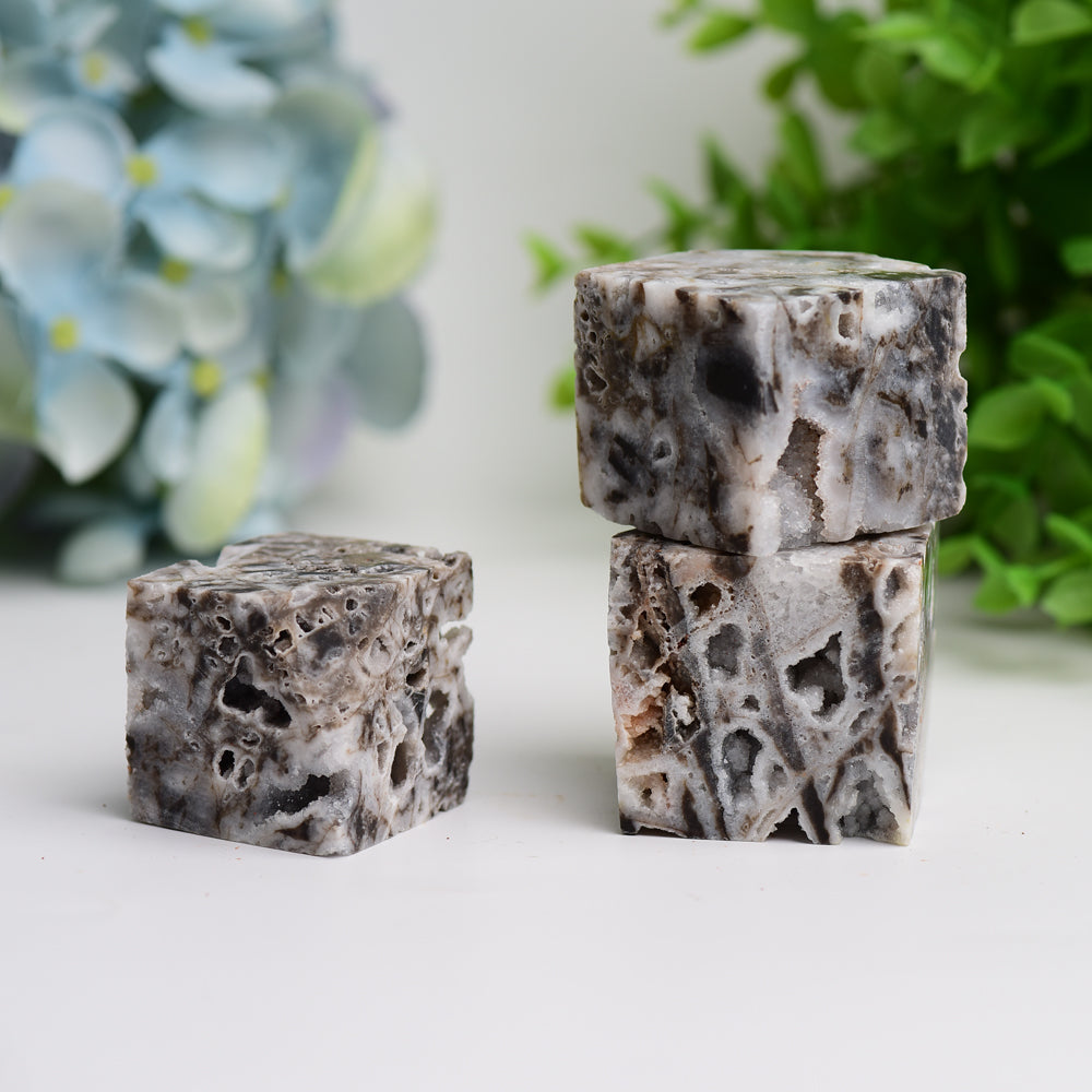 1.5 inch Druzy Zinc Crystal Cube Carving - Healing Crystal Cube