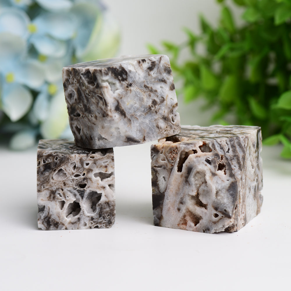 1.5 inch Druzy Zinc Crystal Cube Carving - Healing Crystal Cube