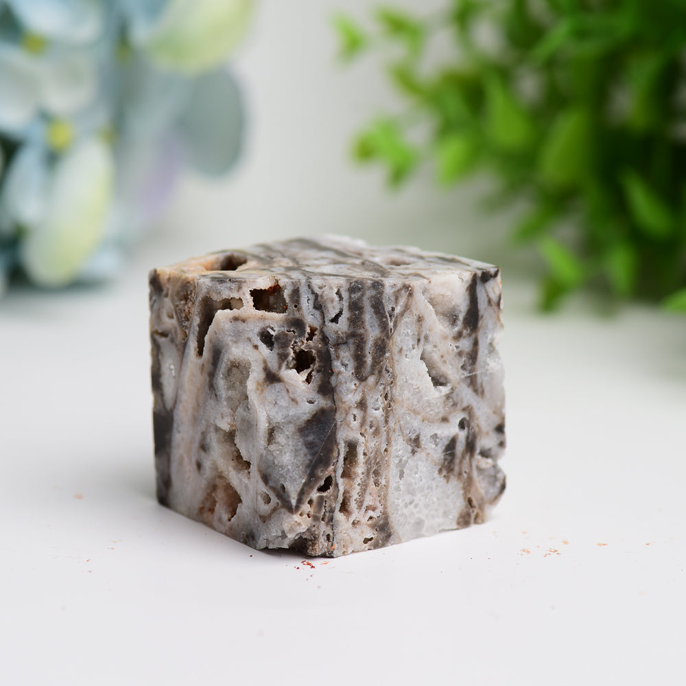 1.5 inch Druzy Zinc Crystal Cube Carving - Healing Crystal Cube