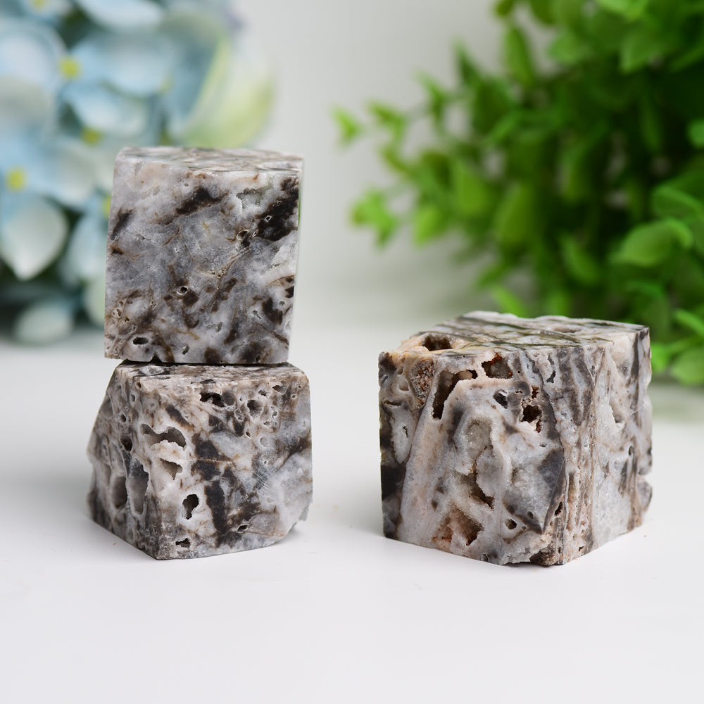 1.5 inch Druzy Zinc Crystal Cube Carving - Healing Crystal Cube