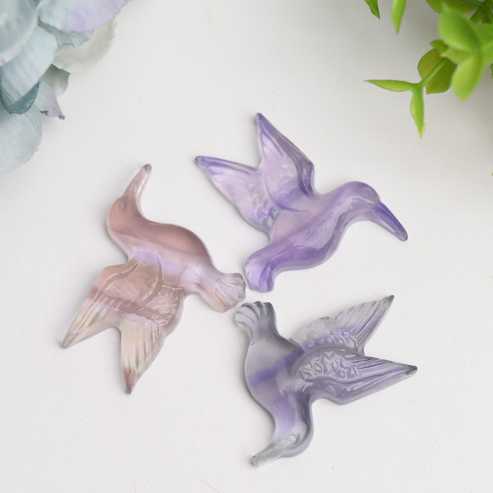 1.5 inch Fluorite Hummingbird Crystal Carving for Meditation and Healing