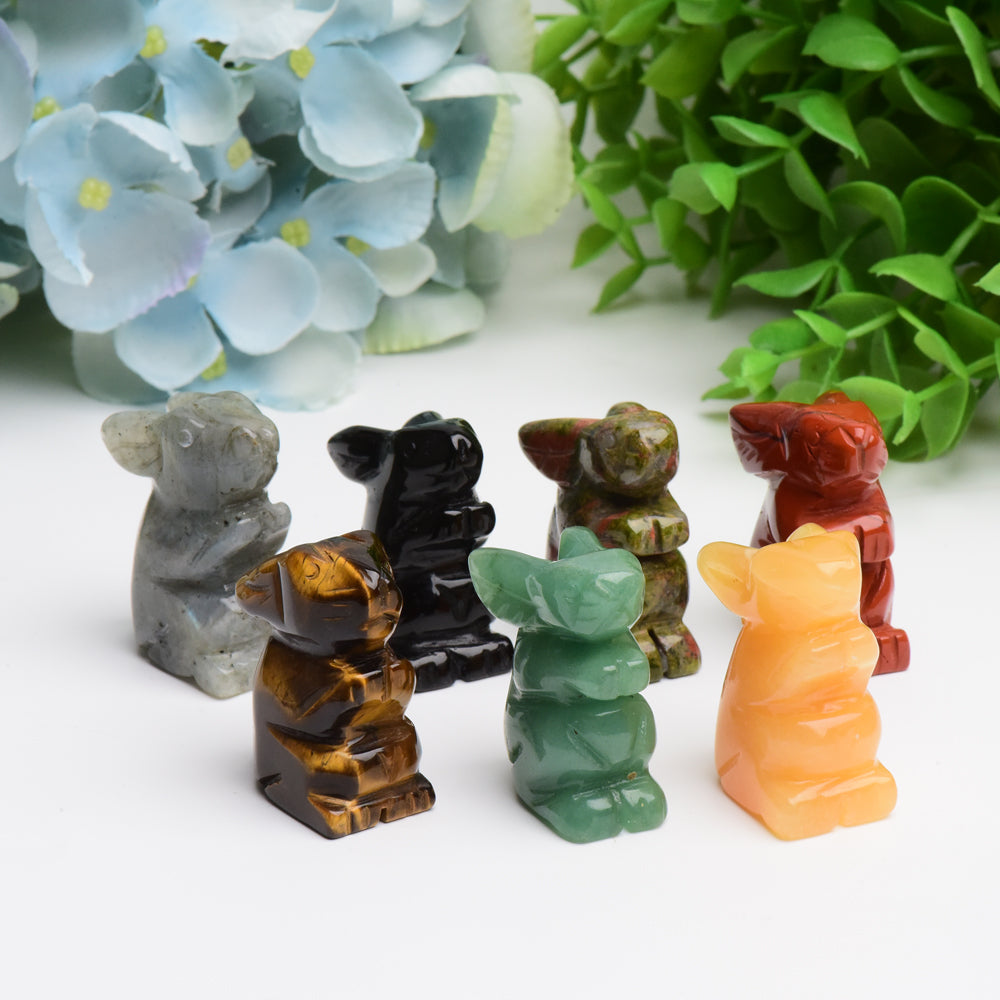 1.5 Inch Hand-Carved Crystal Rabbit Figurine for Prosperity