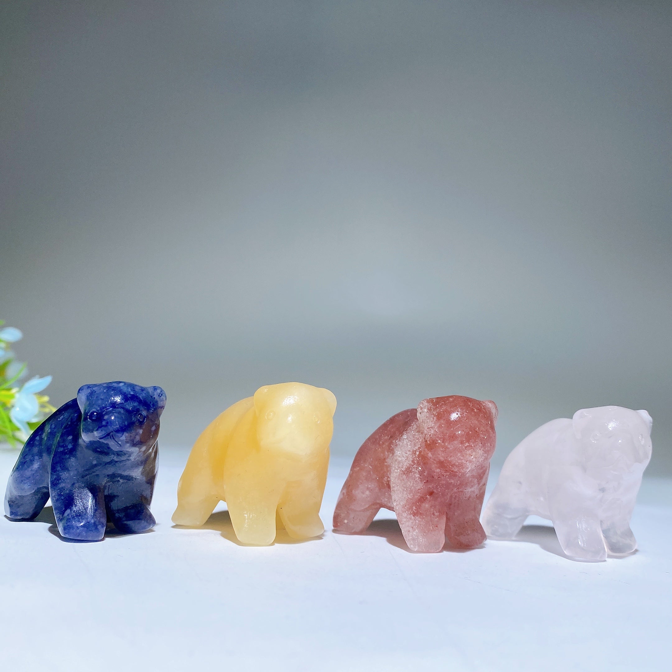 1.5 Inch Mixed Crystal Bear Carvings for Healing & Decoration