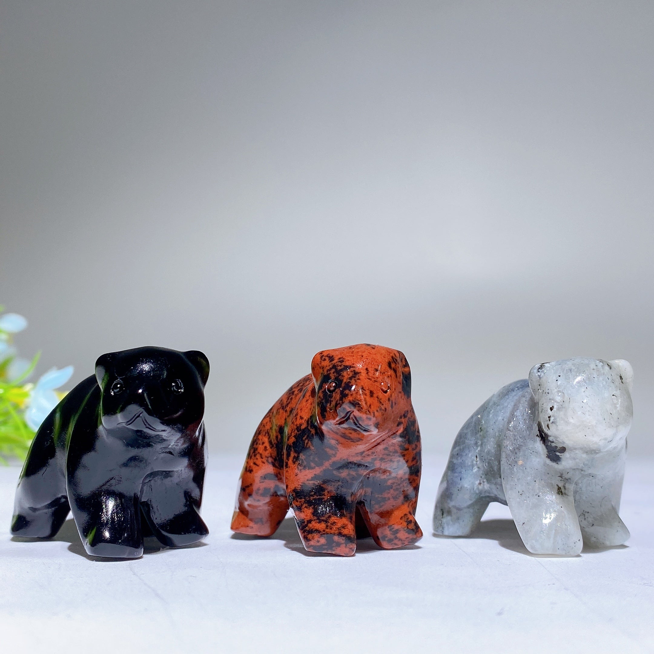 1.5 Inch Mixed Crystal Bear Carvings for Healing & Decoration
