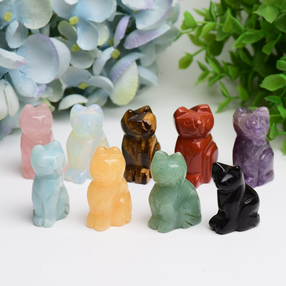 1.5-inch Mixed Crystal Cat Figurine for Protection