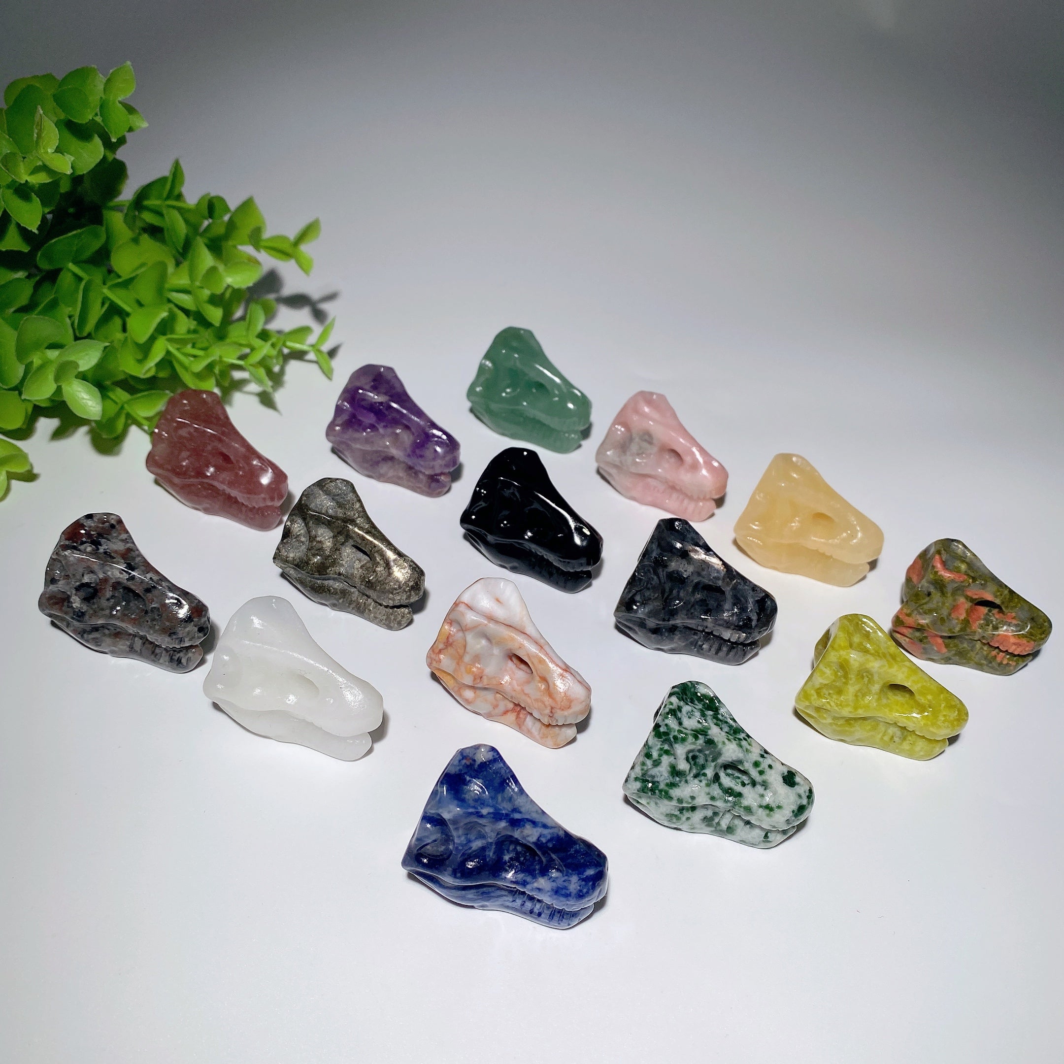 1.5 Inch Mixed Crystal Dinosaur Skull Figurine for Healing