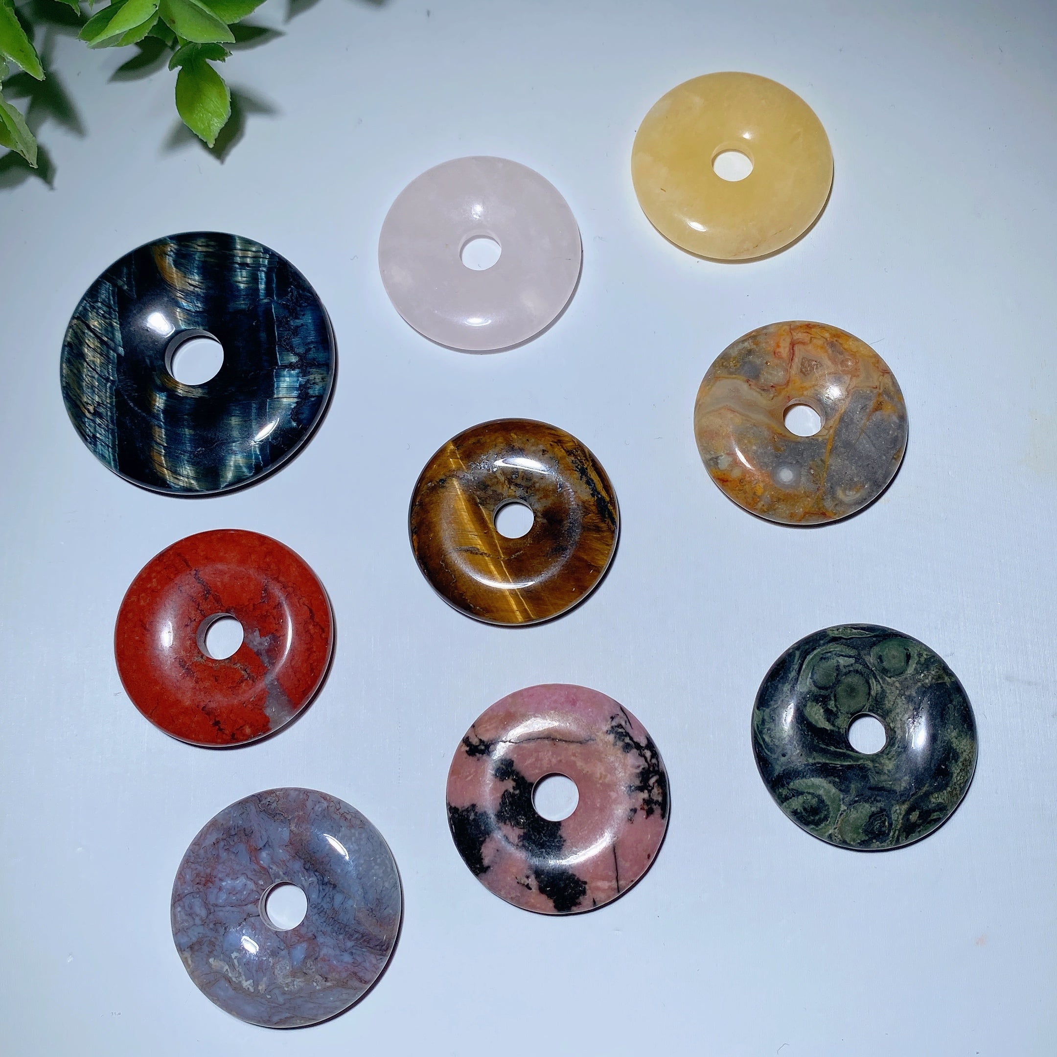 1.5 inch Mixed Crystal Healing Donut Pendant Spiritual Jewelry