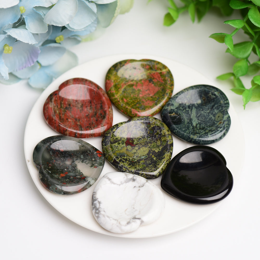 1.5 inch Mixed Crystal Heart Worry Stone for Anxiety Relief