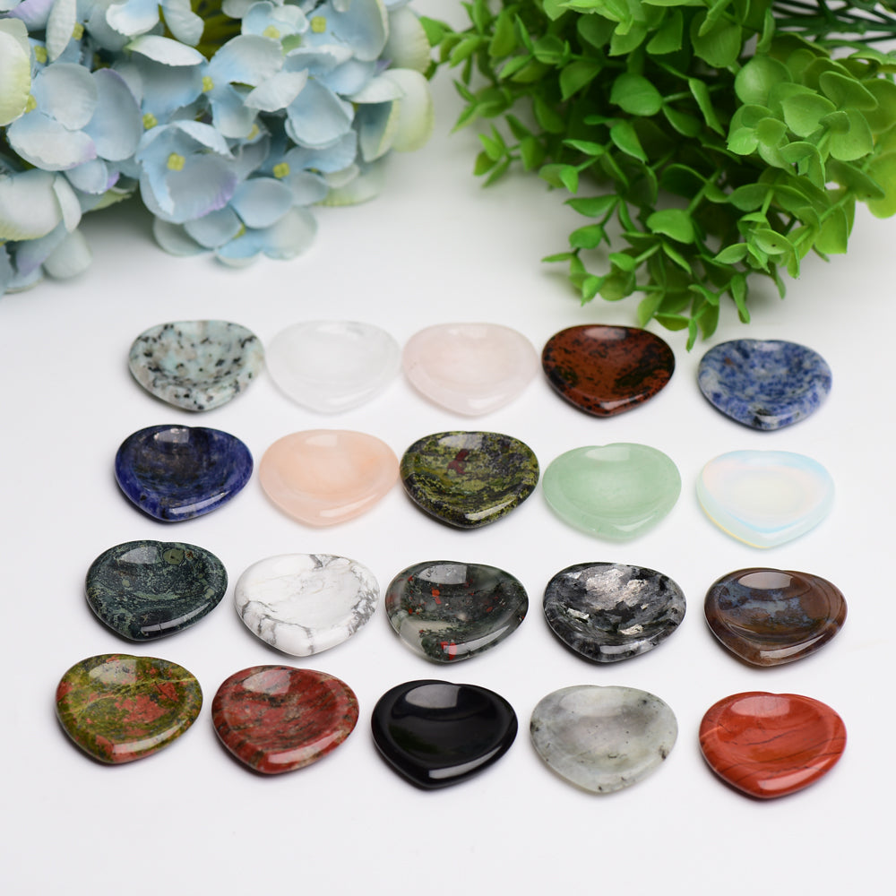 1.5 inch Mixed Crystal Heart Worry Stone for Anxiety Relief