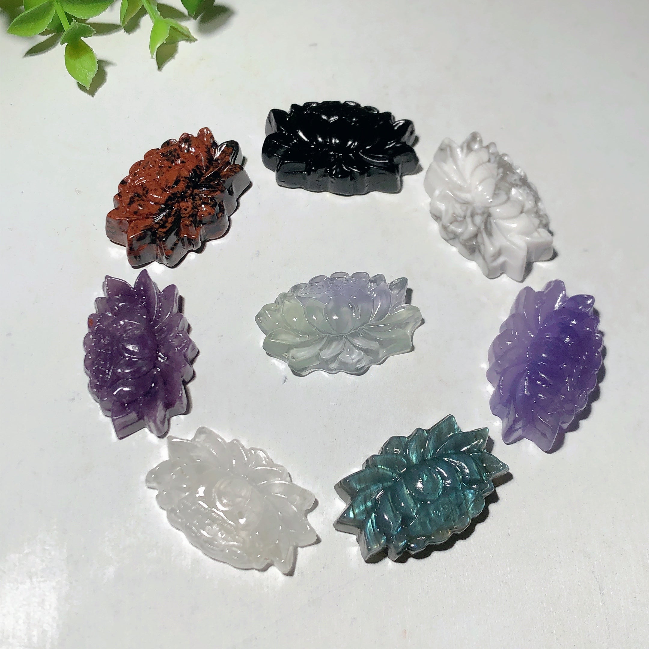 1.5 inch Mixed Crystal Lotus Flower Figurine for Healing