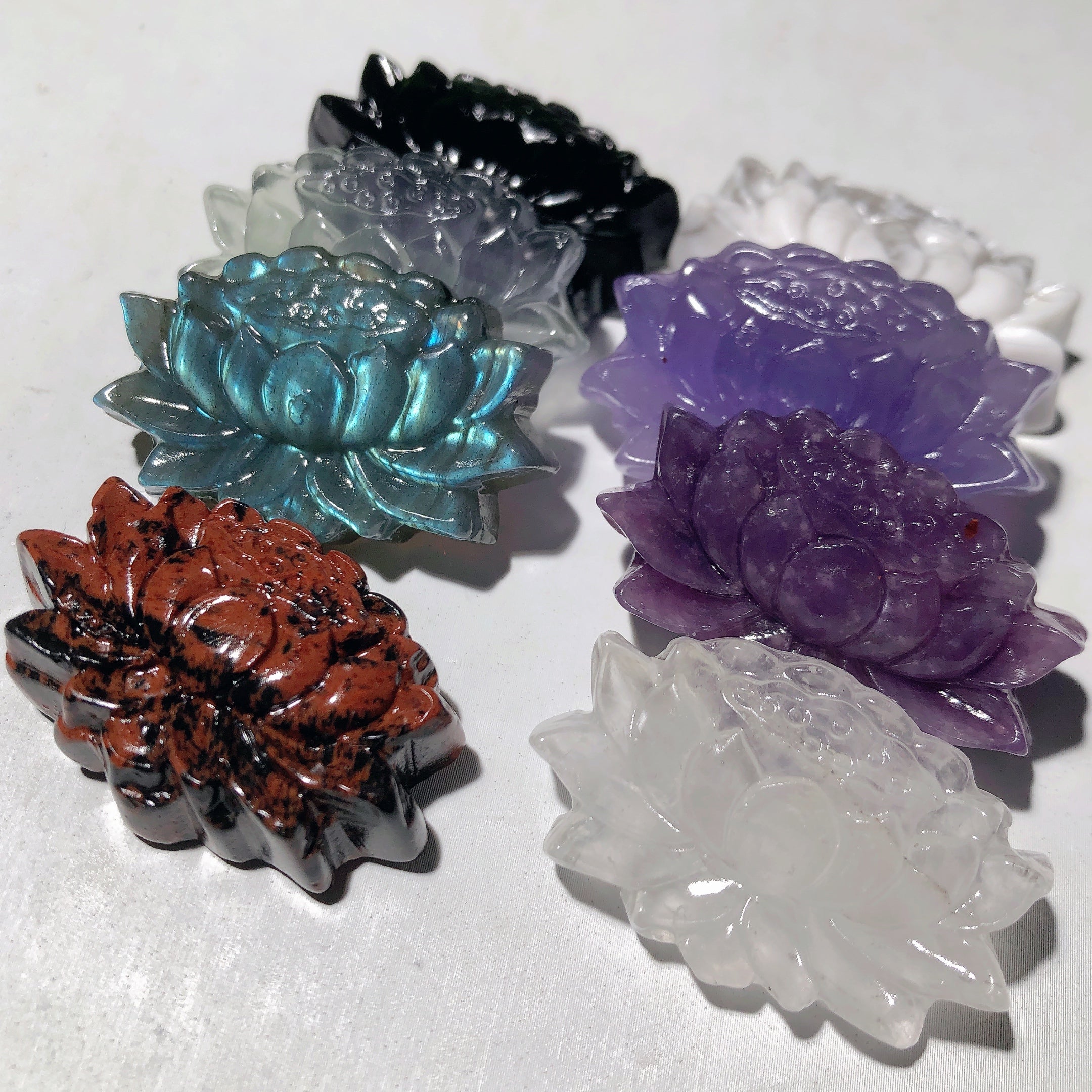 1.5 inch Mixed Crystal Lotus Flower Figurine for Healing