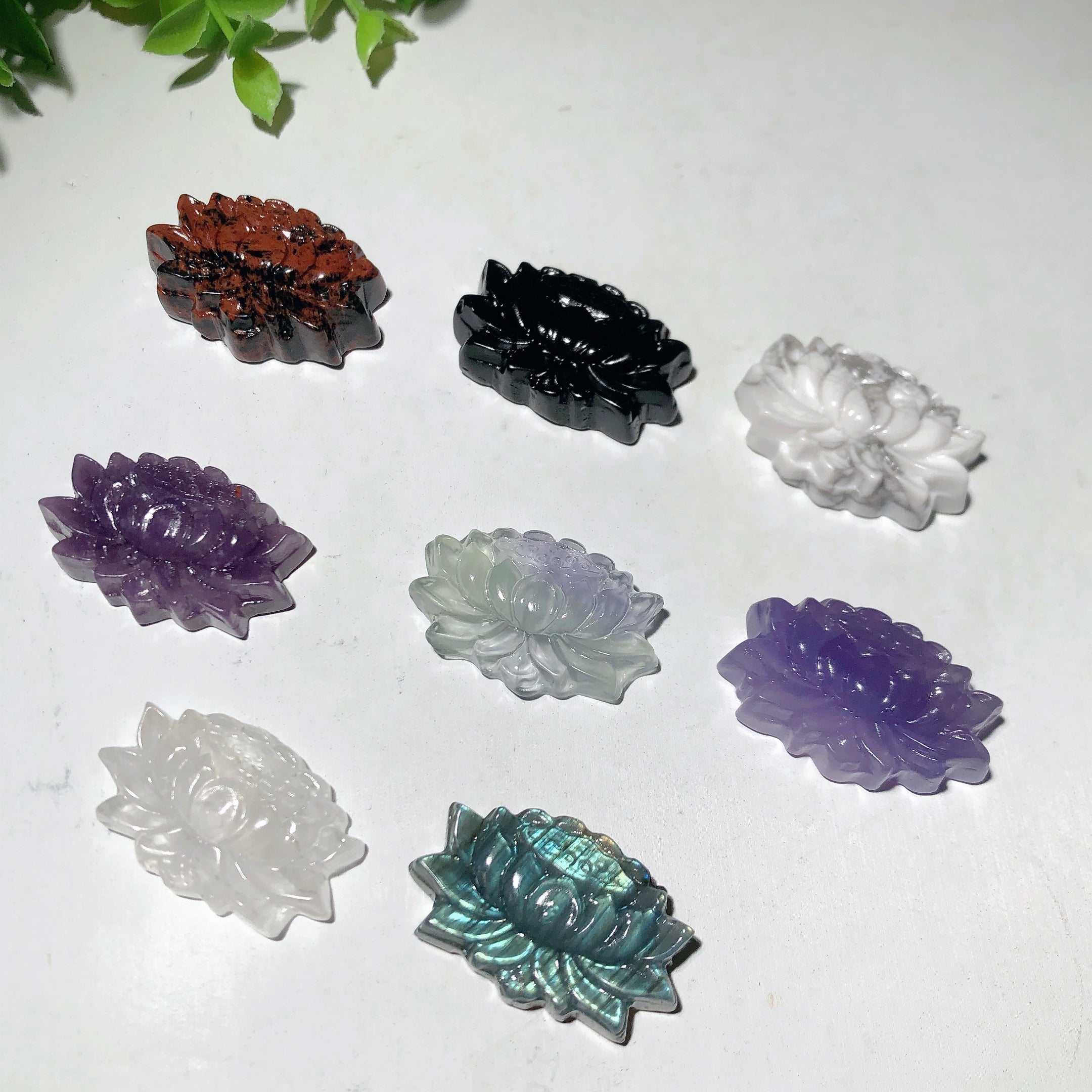 1.5 inch Mixed Crystal Lotus Flower Figurine for Healing